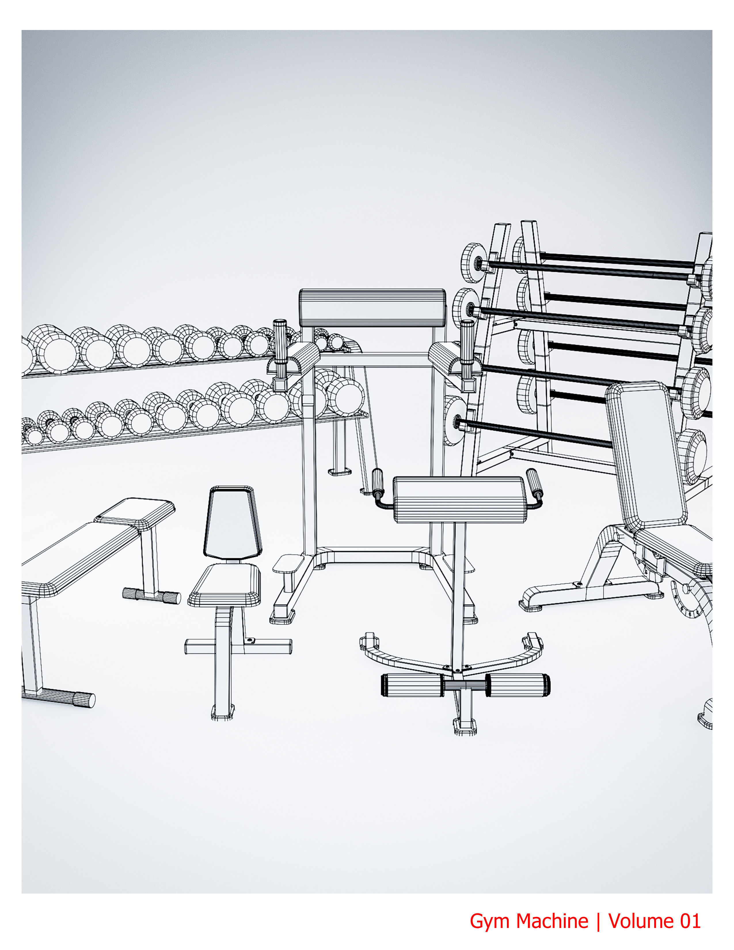 35 Gym Equipment Blender - Fbx - Obj ready Low-poly 3D model_8