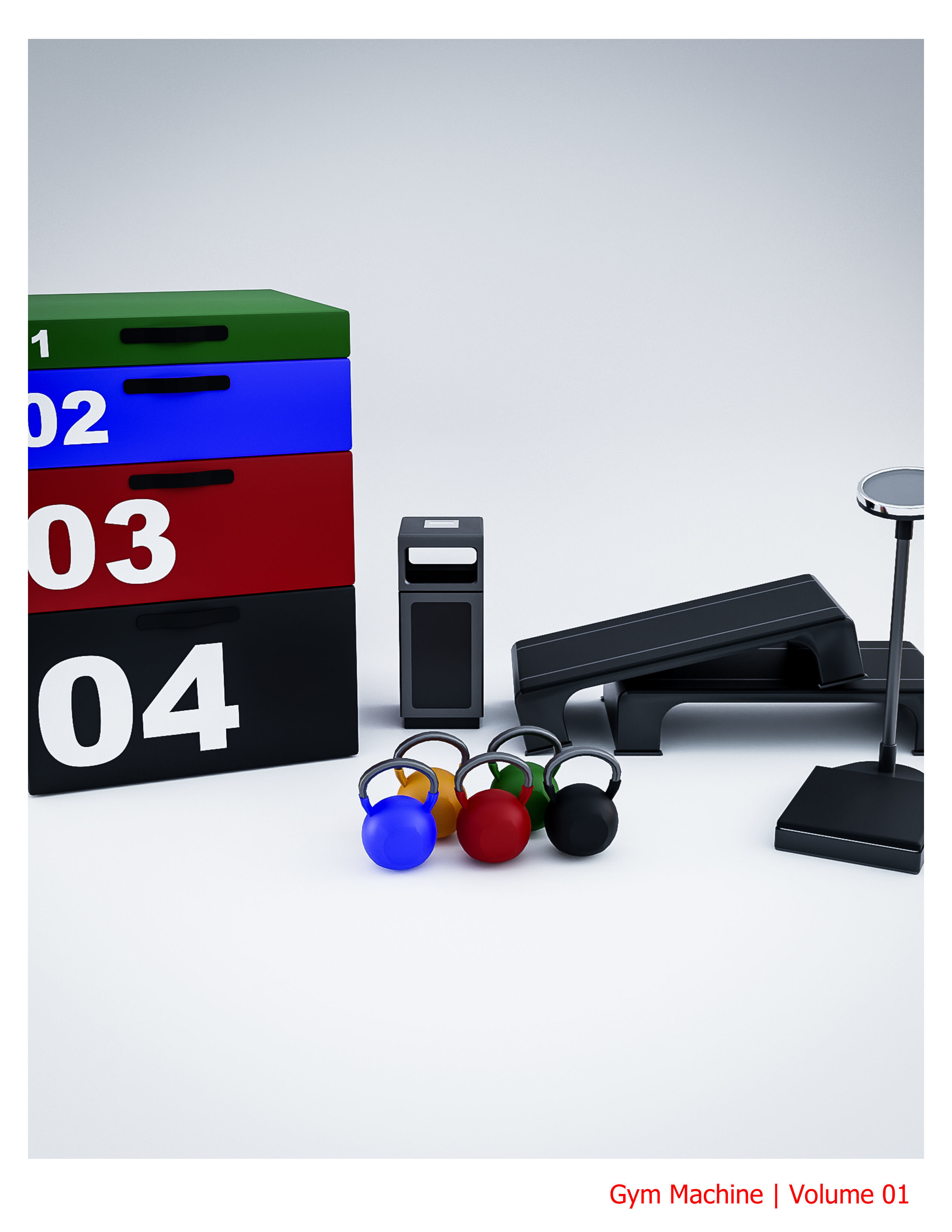 35 Gym Equipment Blender - Fbx - Obj ready Low-poly 3D model_9