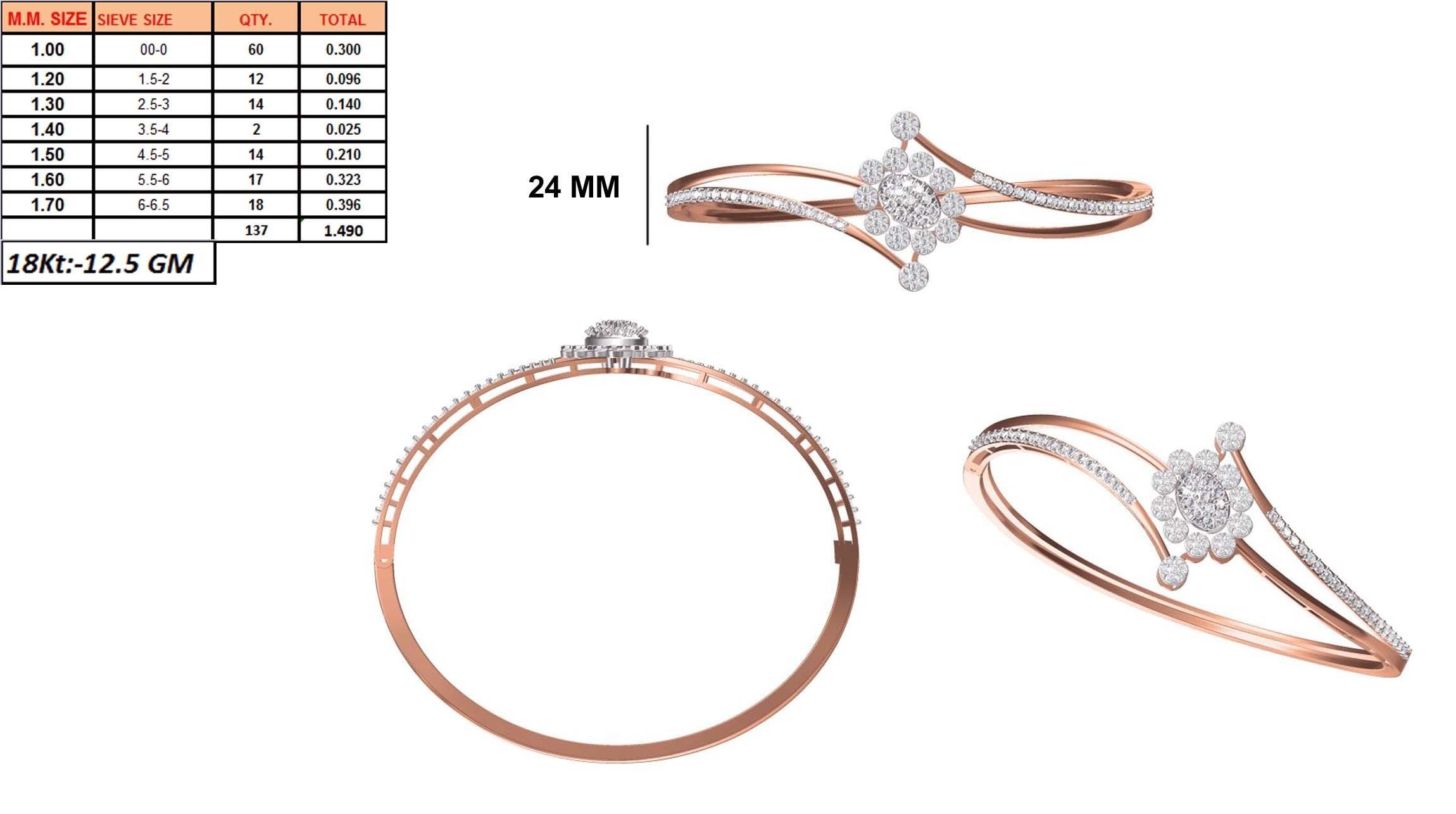 Women Bangle Bracelet STL JCD Details 3D print model_1