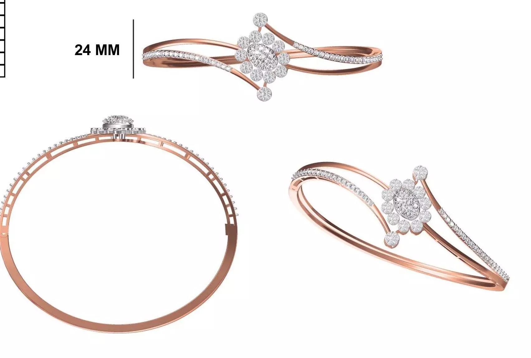 Women Bangle Bracelet STL JCD Details 3D print model_0