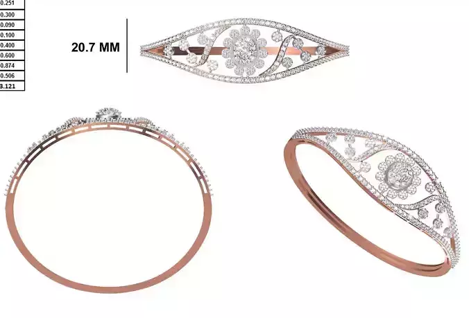 Women Bangle Bracelet STL JCD Details
