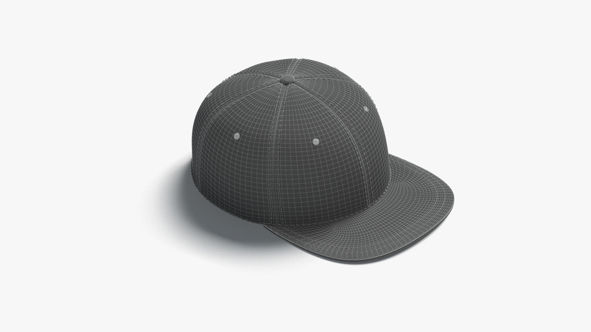 Black Snapback - sport cap with flat visor Low-poly 3D model_8