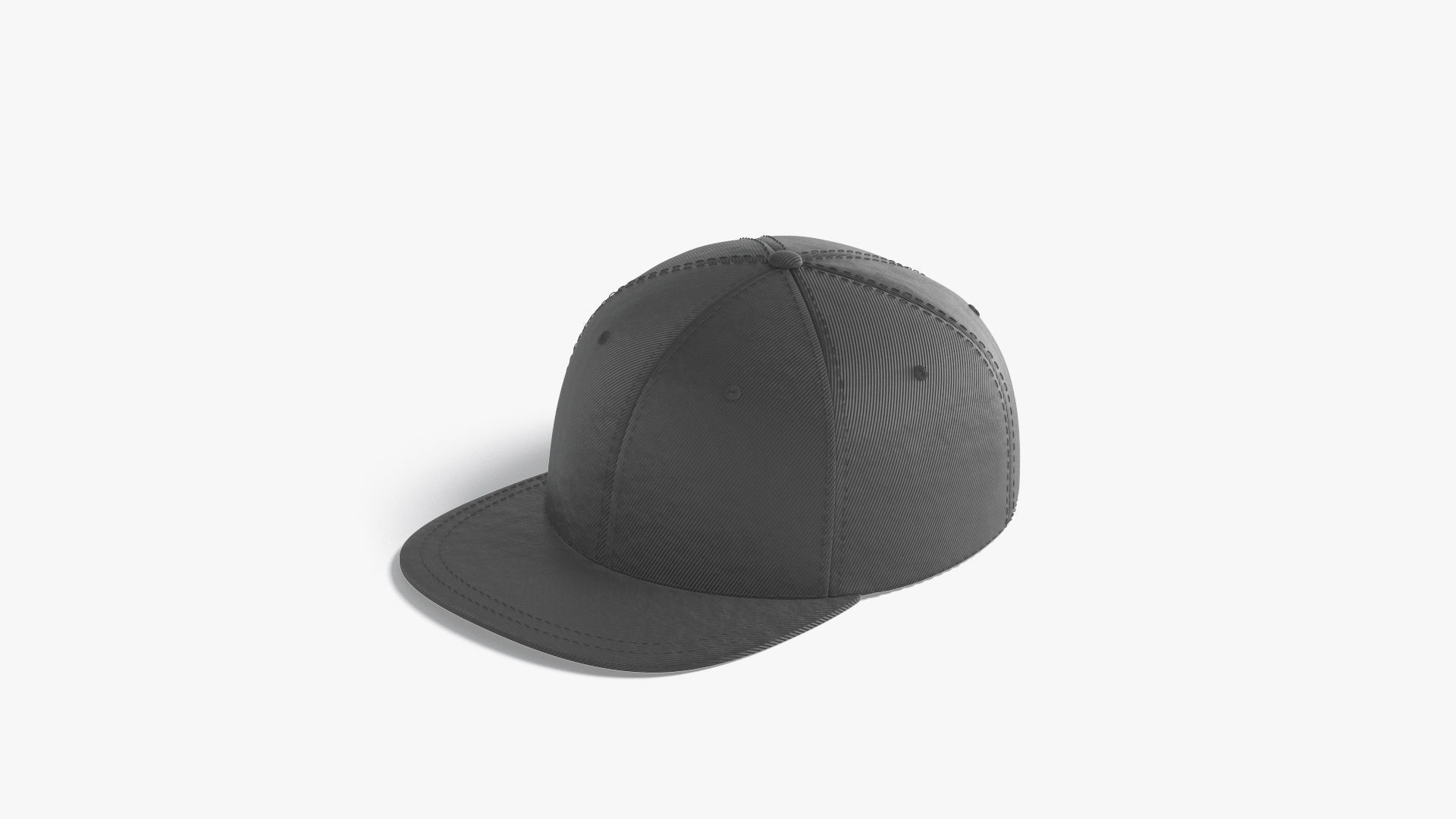 Black Snapback - sport cap with flat visor Low-poly 3D model_3