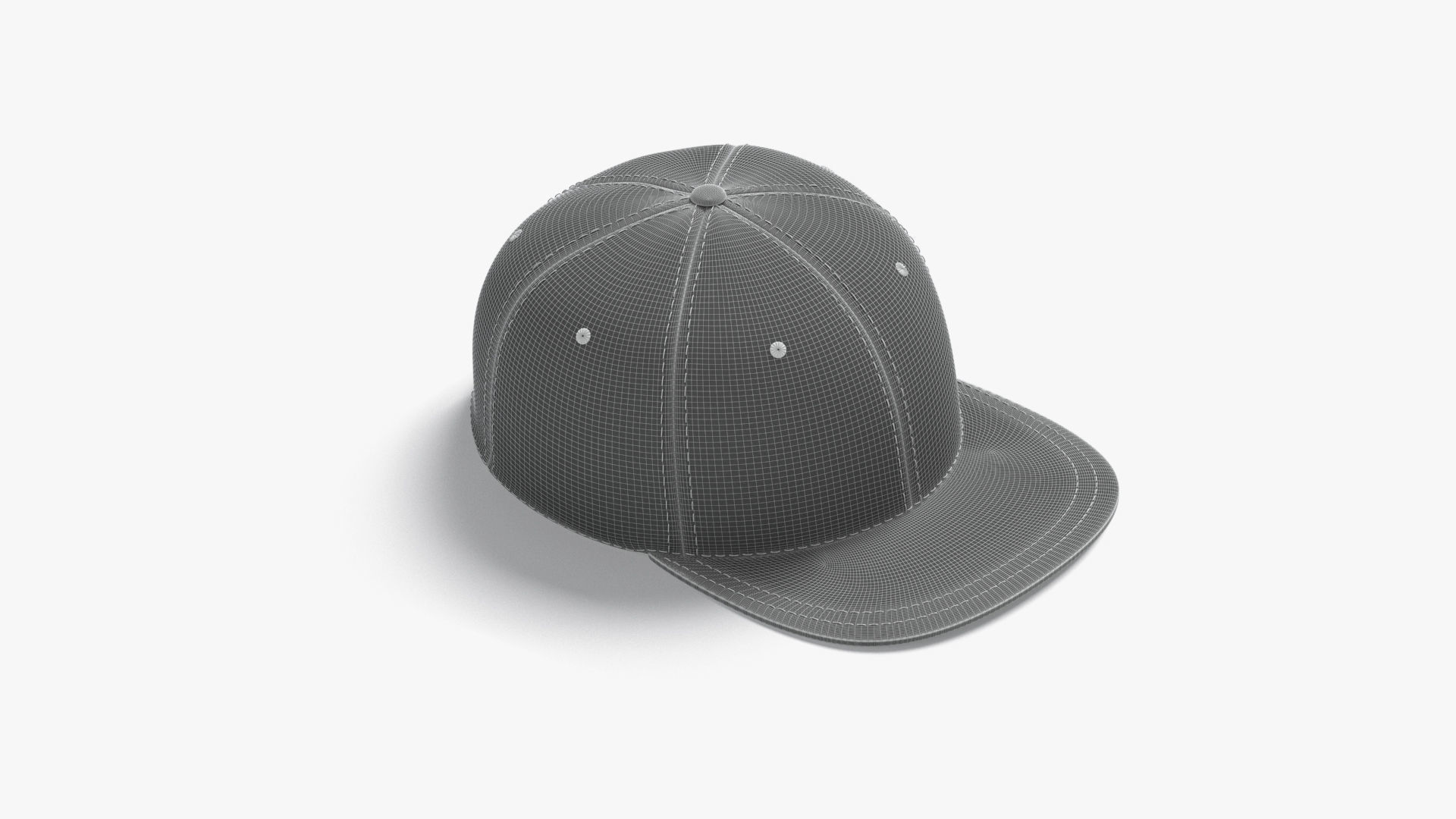Black Snapback - sport cap with flat visor Low-poly 3D model_9