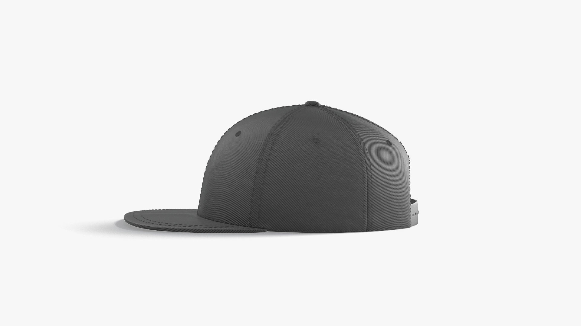 Black Snapback - sport cap with flat visor Low-poly 3D model_4