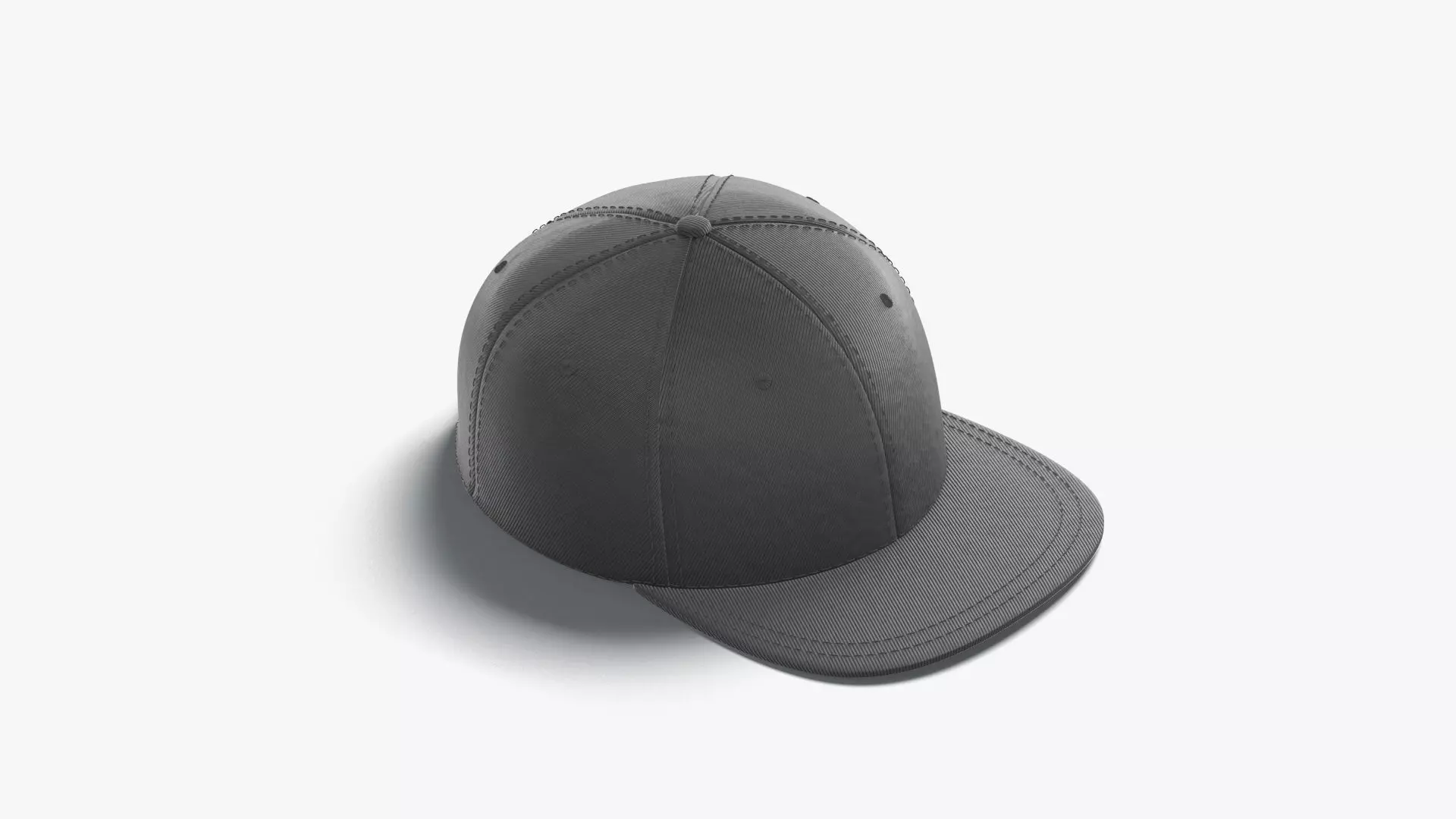 Black Snapback - sport cap with flat visor Low-poly 3D model_0