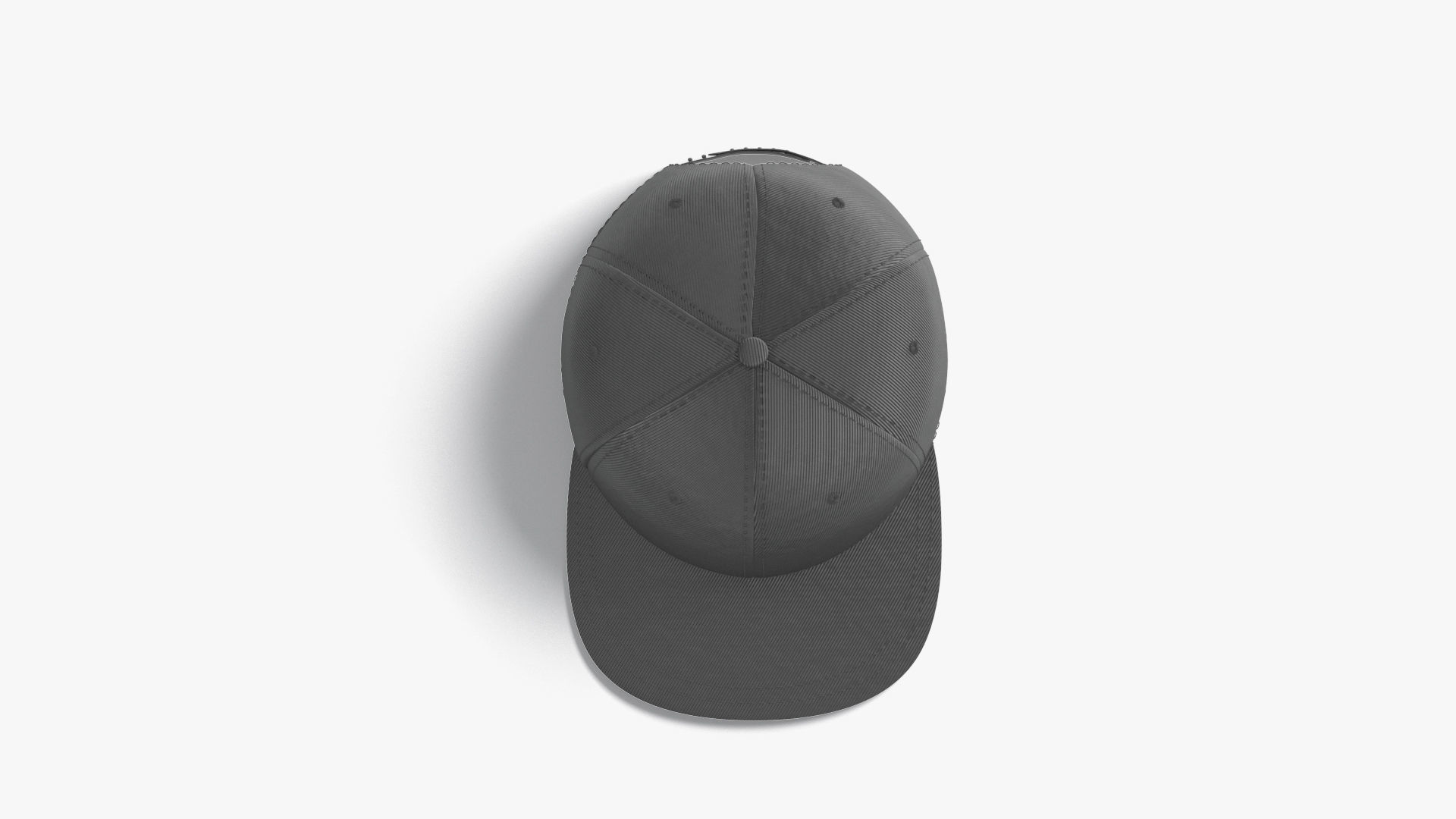 Black Snapback - sport cap with flat visor Low-poly 3D model_5