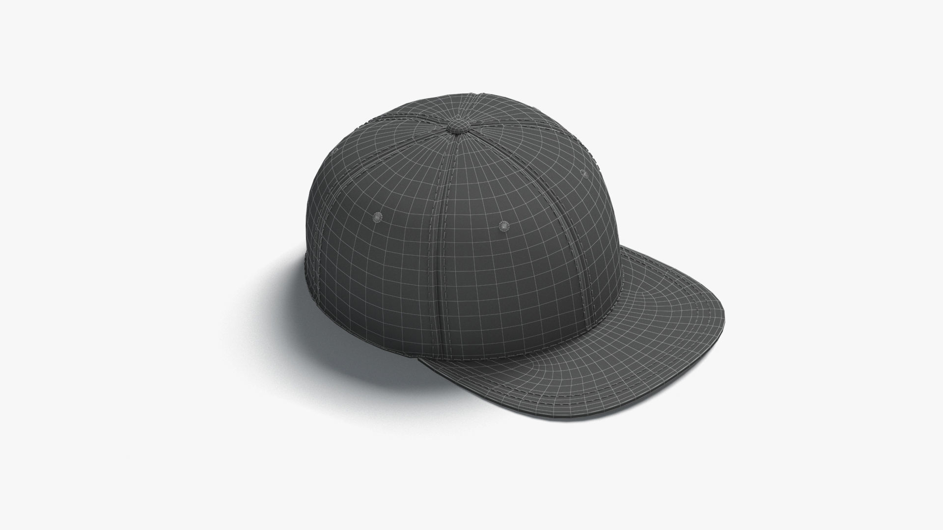 Black Snapback - sport cap with flat visor Low-poly 3D model_7