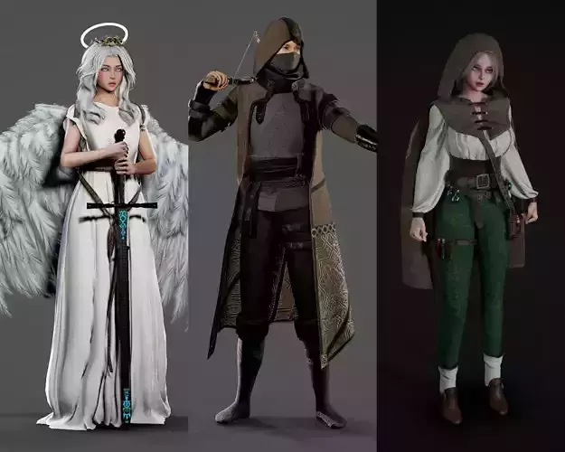 RPG 3 Characters Pack 3D Model Collection