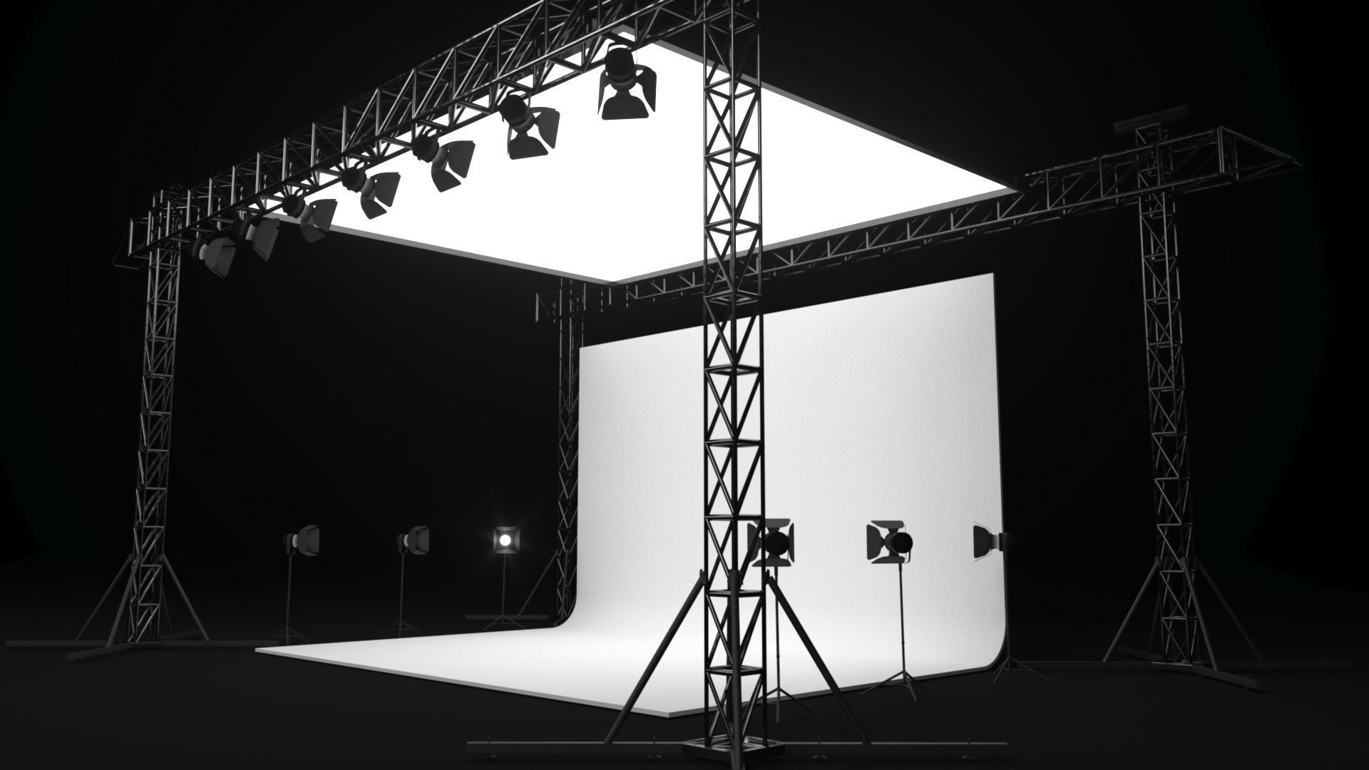 Studio Photography Lights 3D model_1