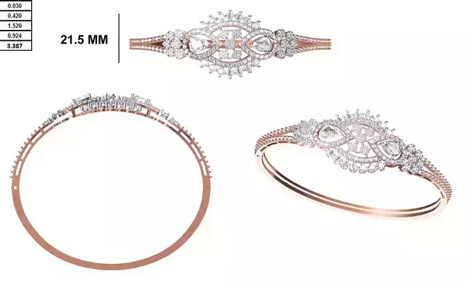 Women Bangle Bracelet STL JCD Details