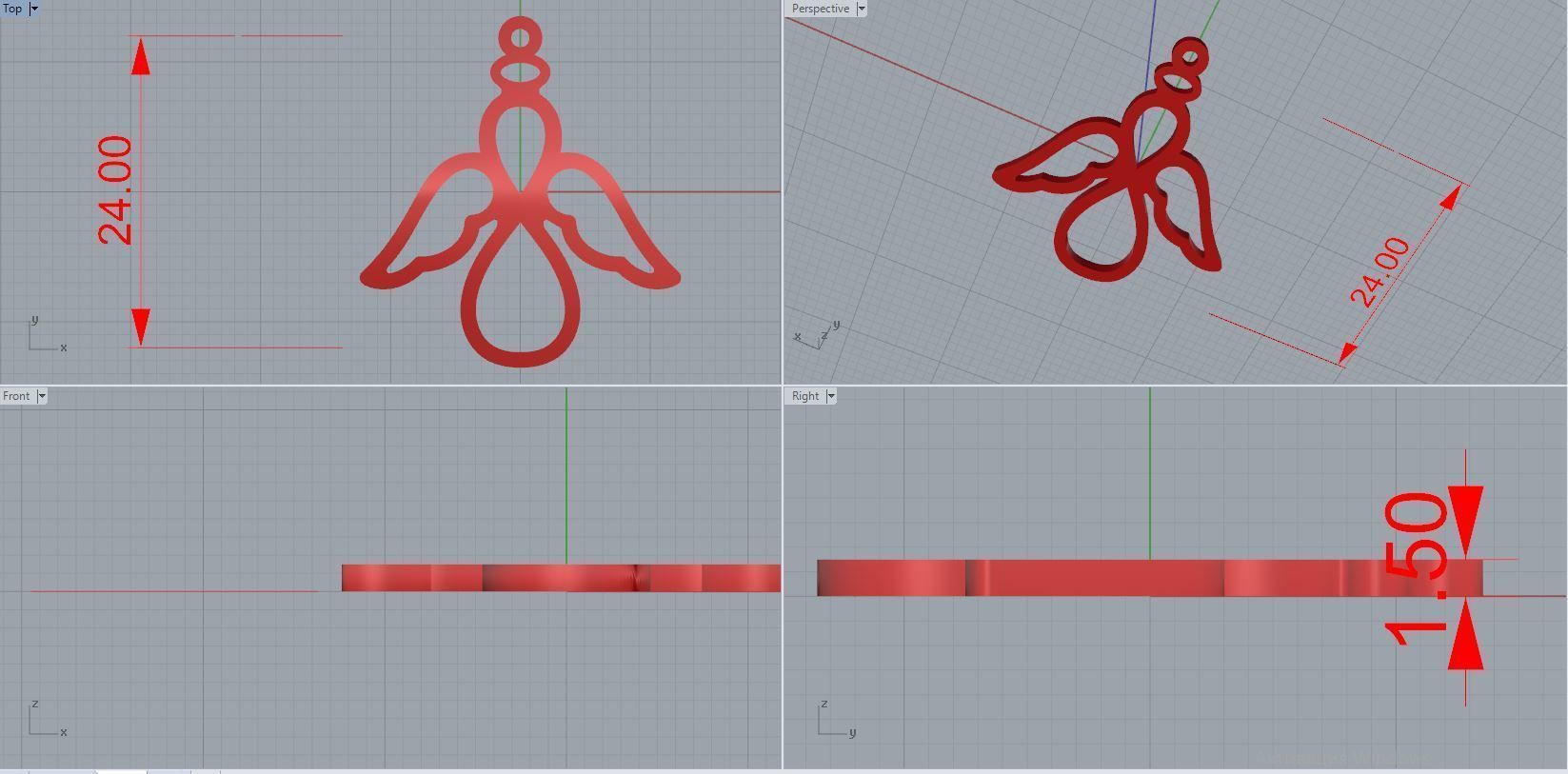 angel pendant 3D print model_2