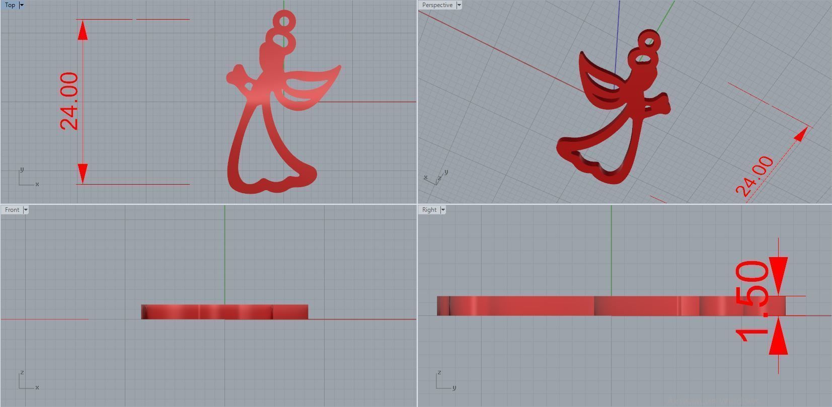 angel pendant 3D print model_2