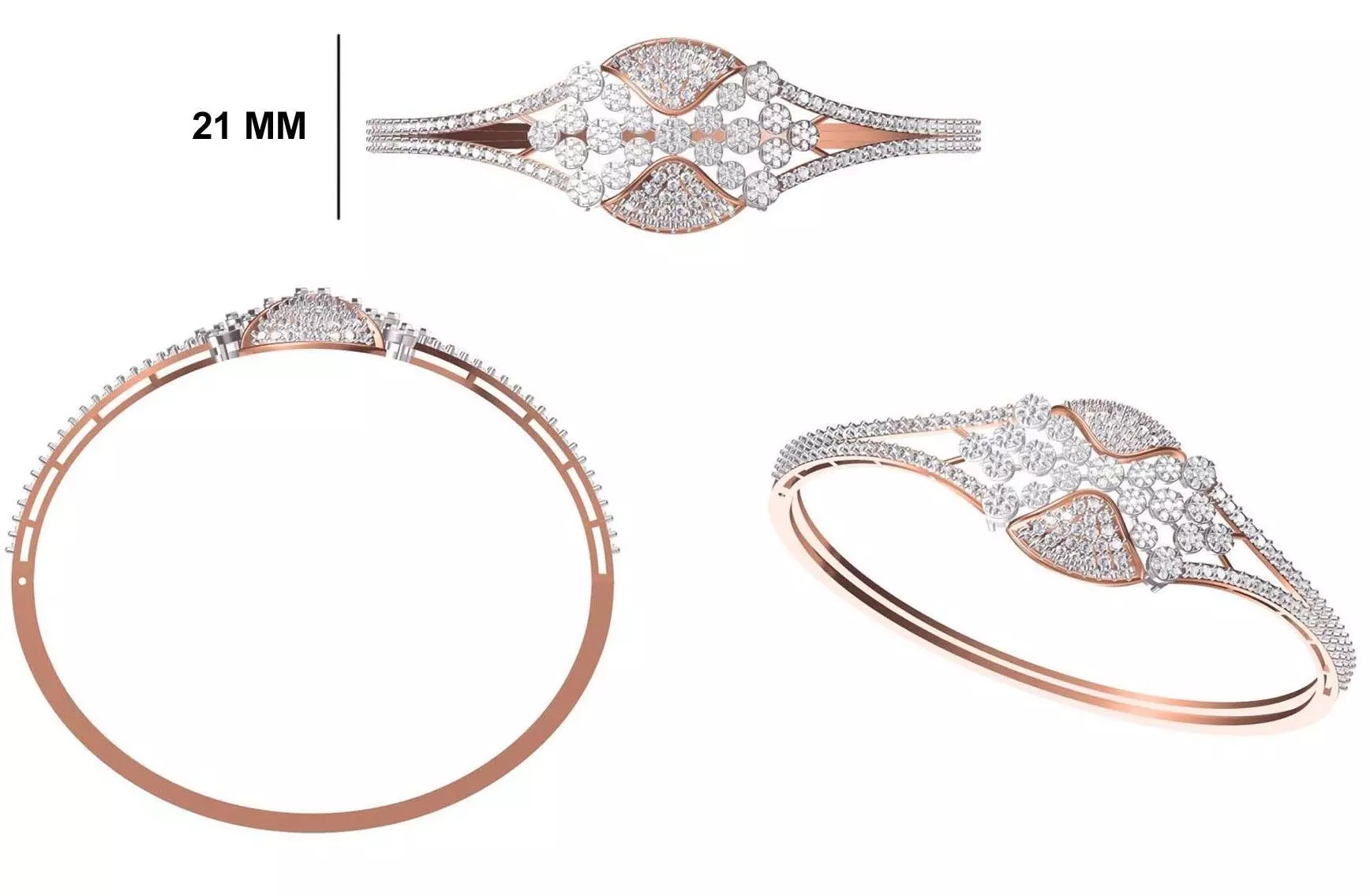 Women Bangle Bracelet STL JCD Details 3D print model_0