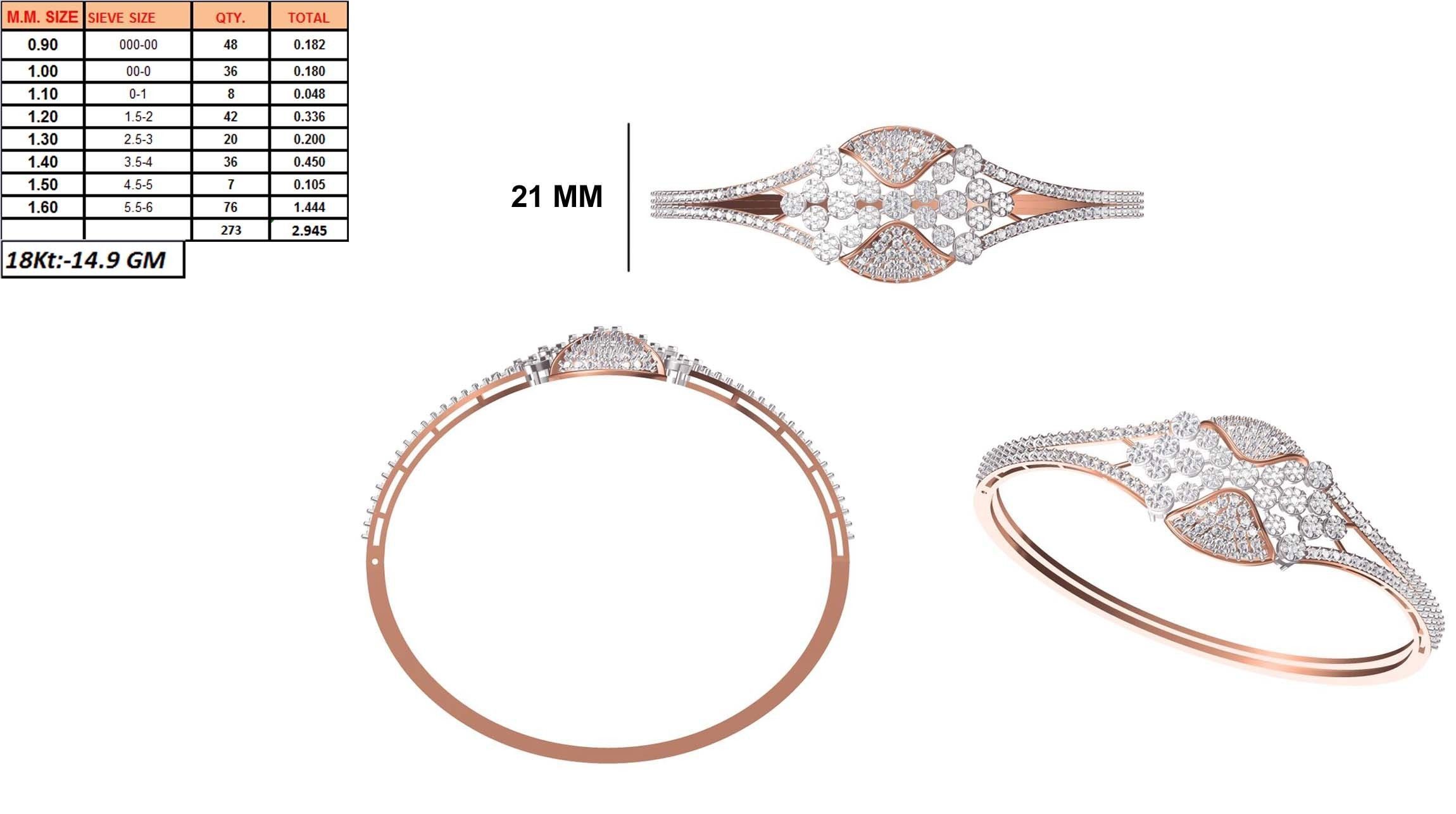 Women Bangle Bracelet STL JCD Details 3D print model_1