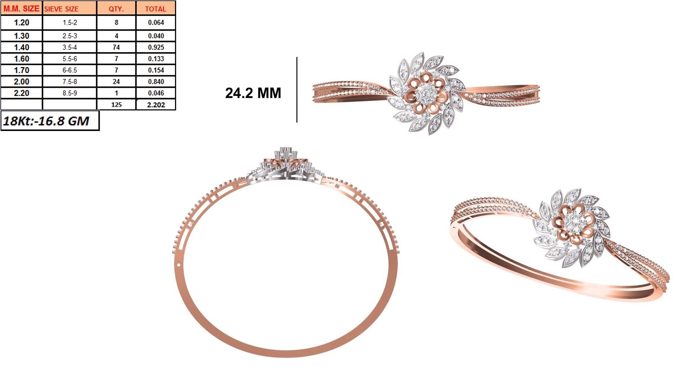 Women Bangle Bracelet STL JCD Details 3D print model_1