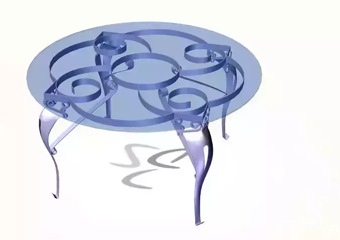 Table of the sun with glass and wrought twisted metal