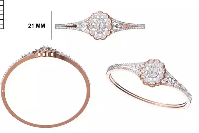 Women Bangle Bracelet STL JCD Details