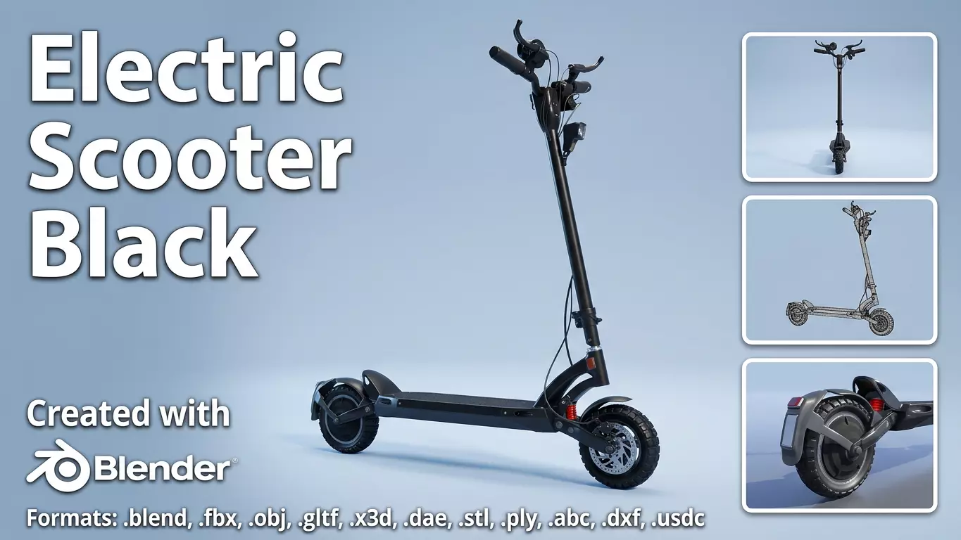 Offroad E-Scooter Basic Dark Version Low-poly 3D model