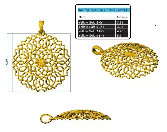 Gold Jali Pendant
