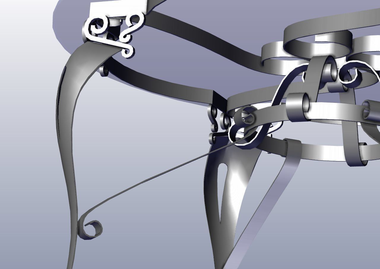 Wrought iron table with ornaments 3D model_2