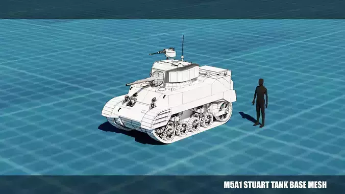 M5A1 Stuart Tank Base Mesh Low-poly 3D model