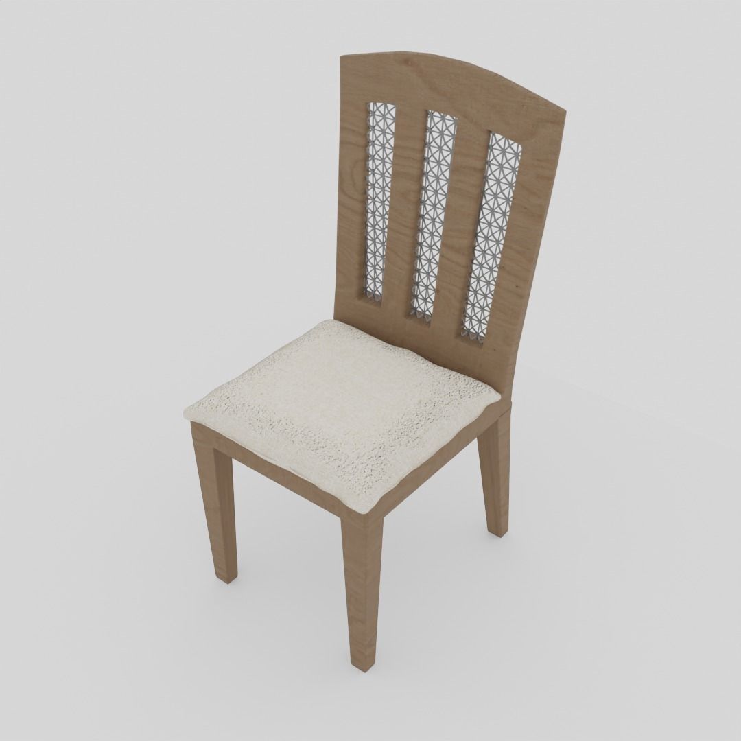 Simple Wooden chair Free low-poly 3D model_2