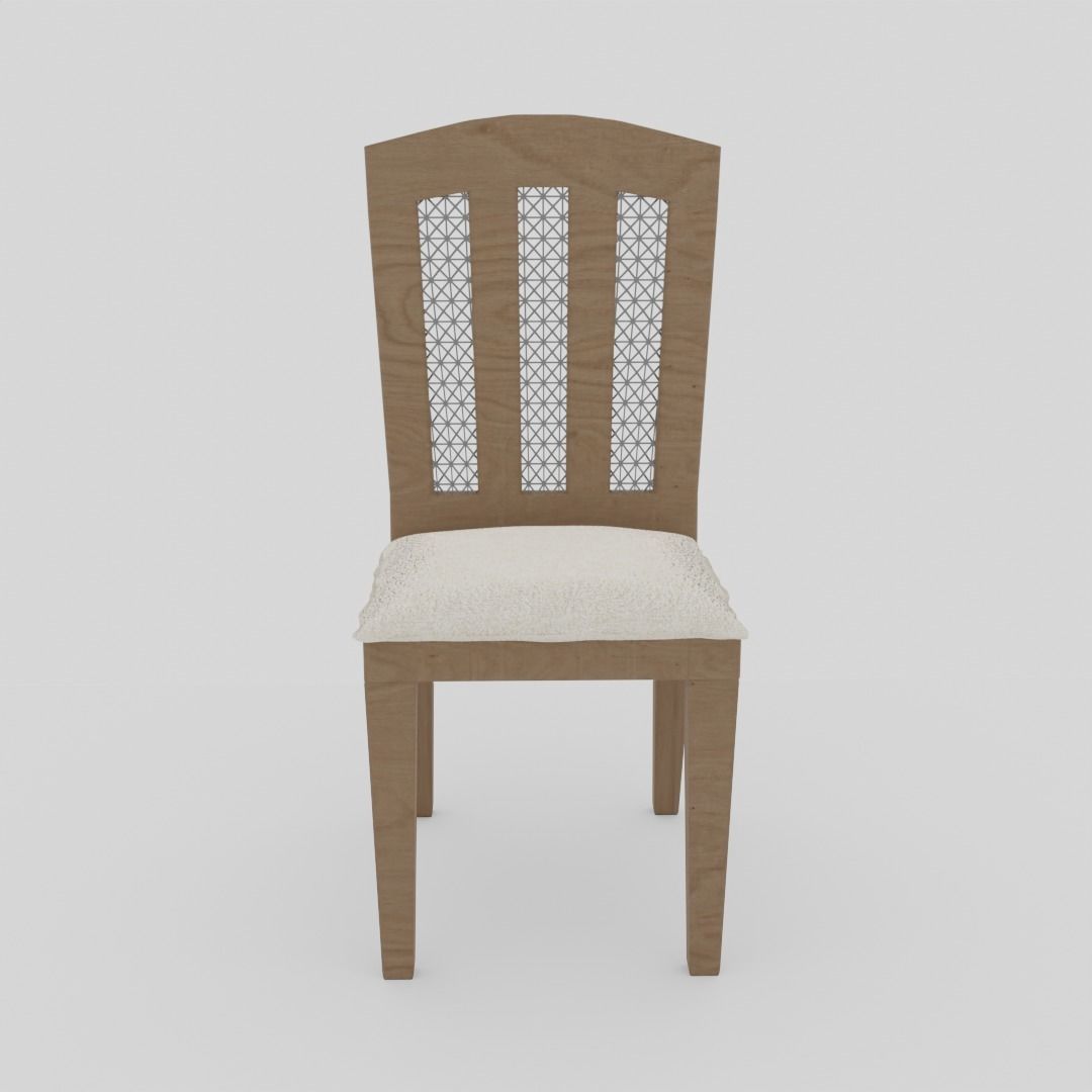 Simple Wooden chair Free low-poly 3D model_1