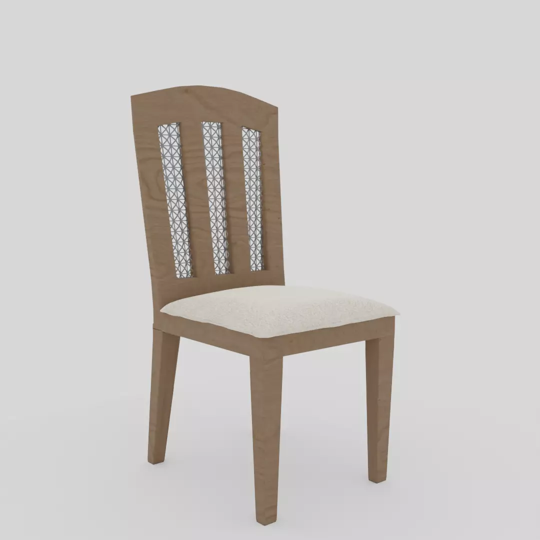 Simple Wooden chair Free low-poly 3D model_0