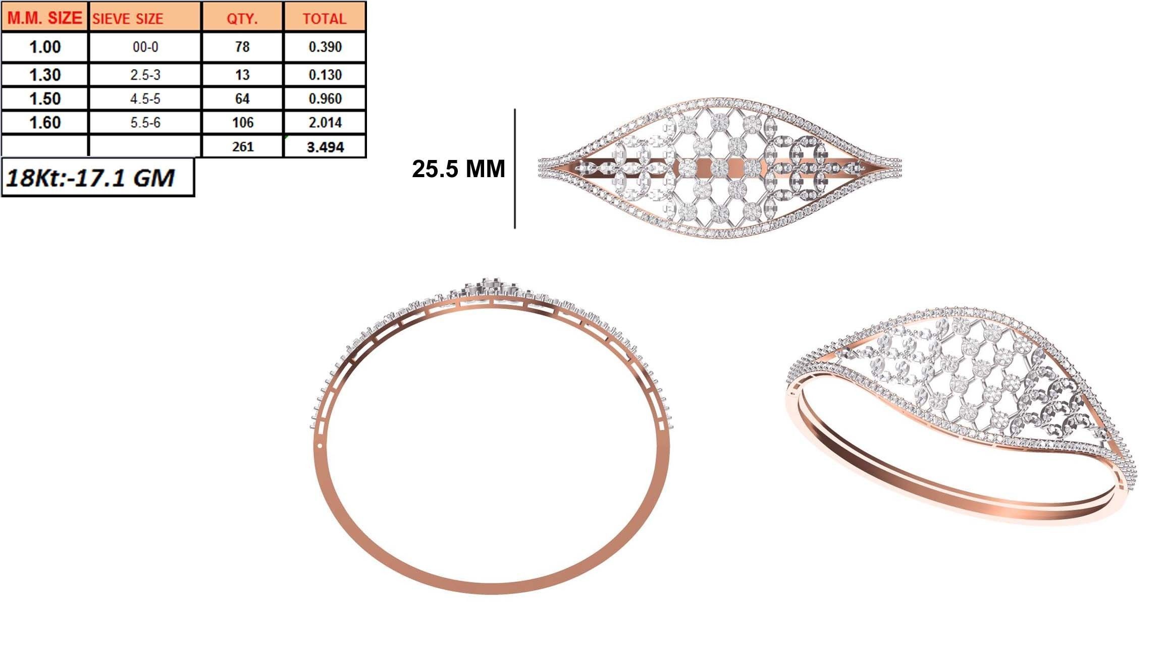 Women Bangle Bracelet STL JCD Details 3D print model_1