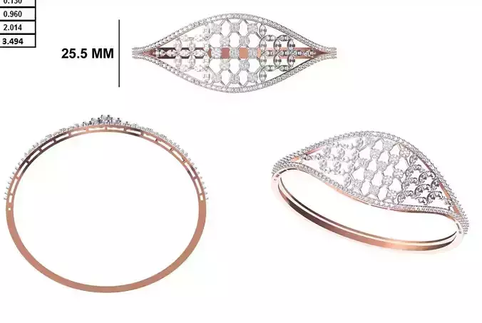 Women Bangle Bracelet STL JCD Details