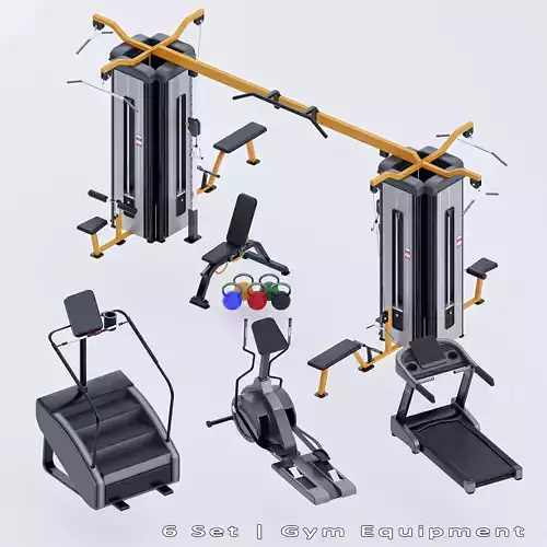 6 Gym Equipment Blender - Fbx -Obj