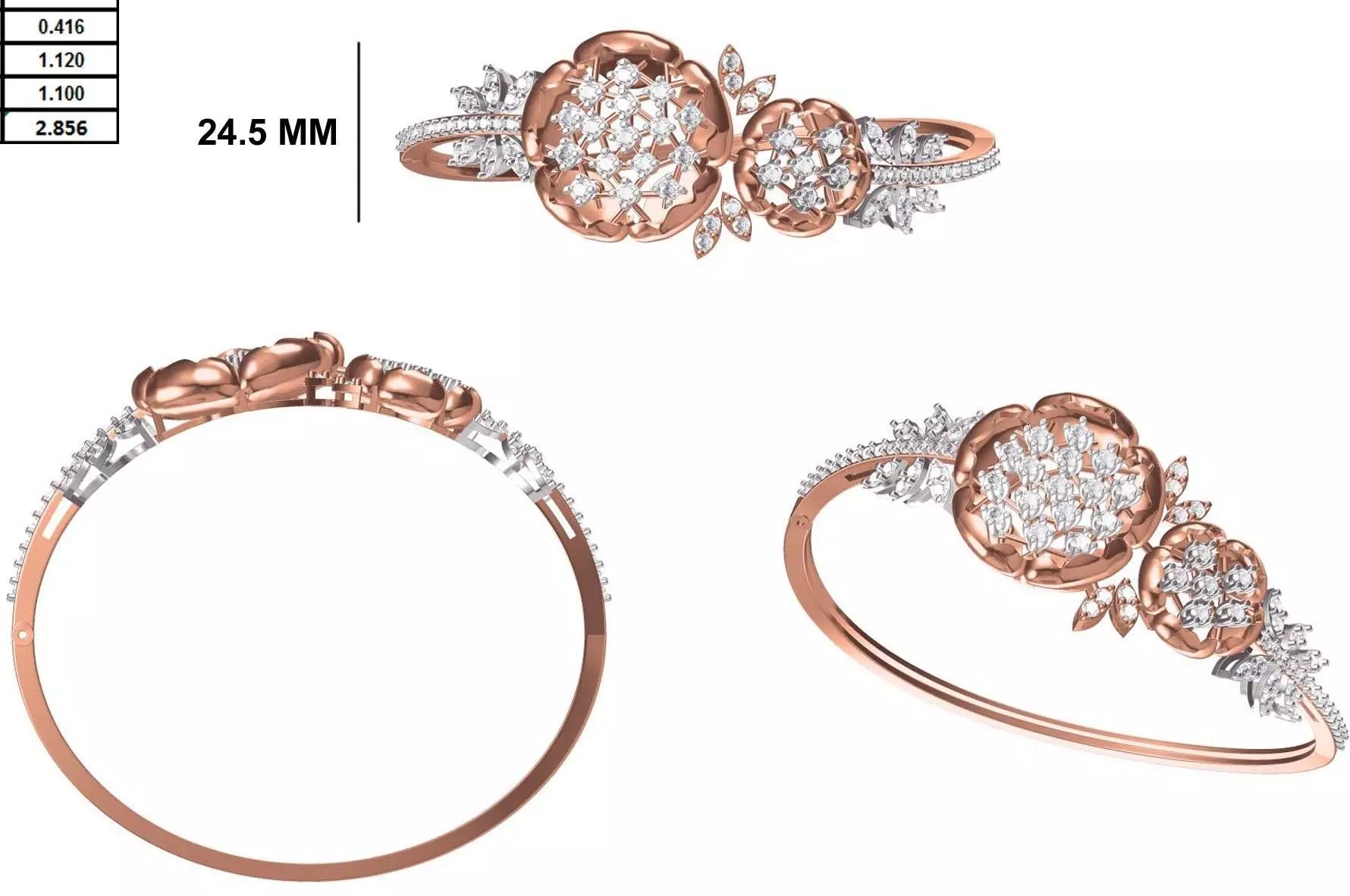 Women Bangle Bracelet STL JCD Details 3D print model_0