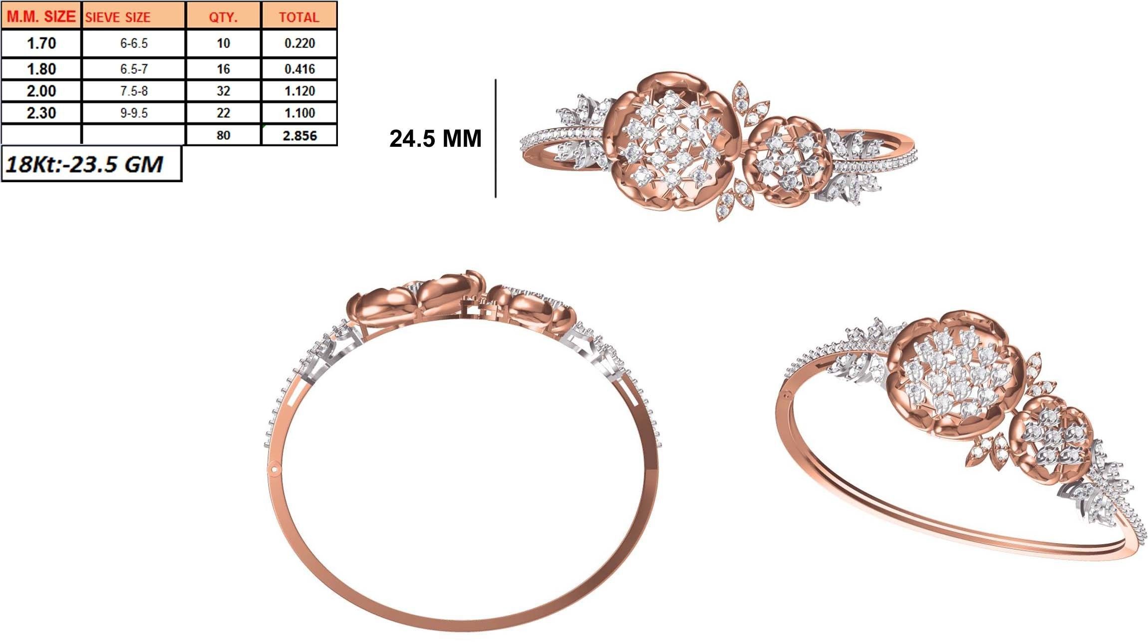 Women Bangle Bracelet STL JCD Details 3D print model_1