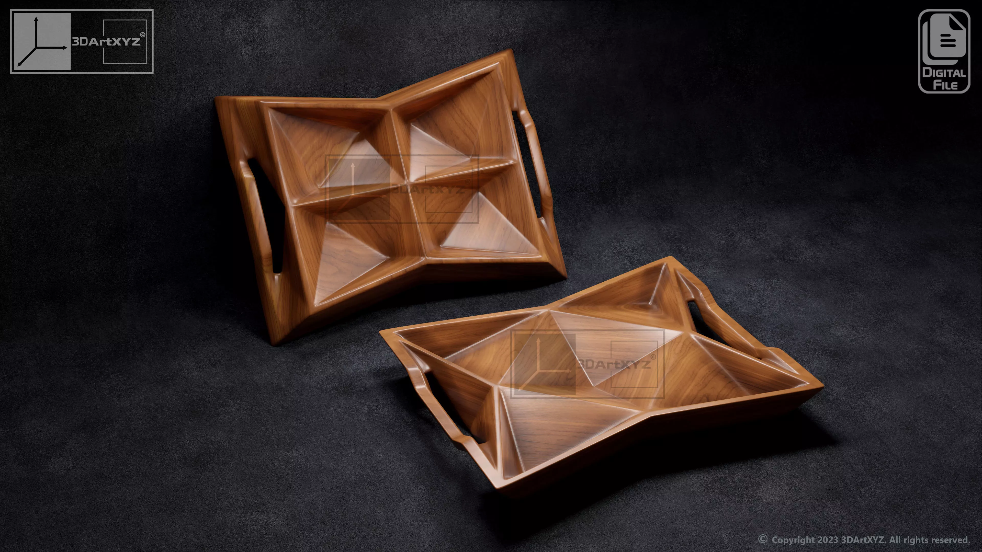 Double Sided Tray - CNC Files for Wood 3D model_0