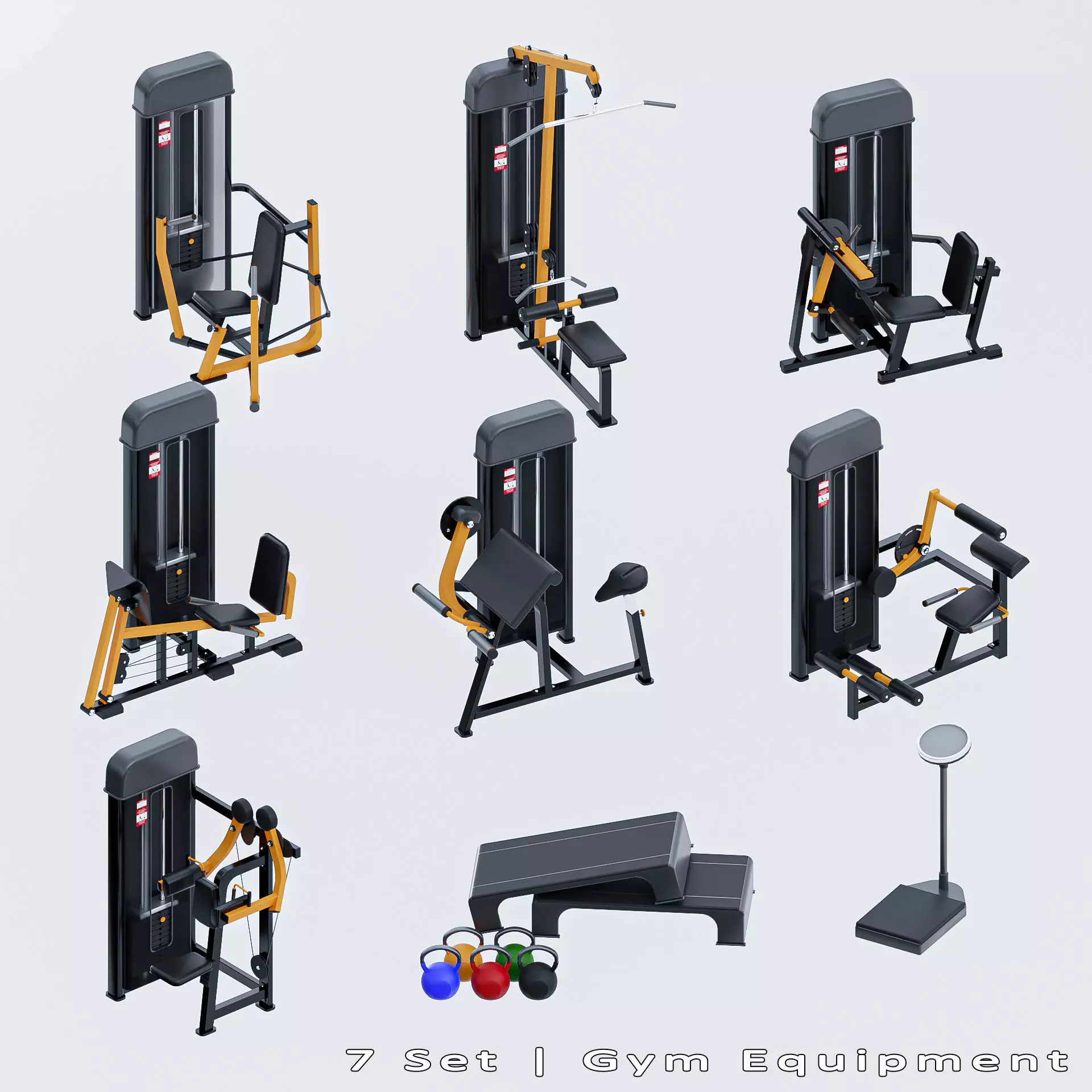 10 Gym Equipmen Blender - Fbx -Obj Low-poly 3D model