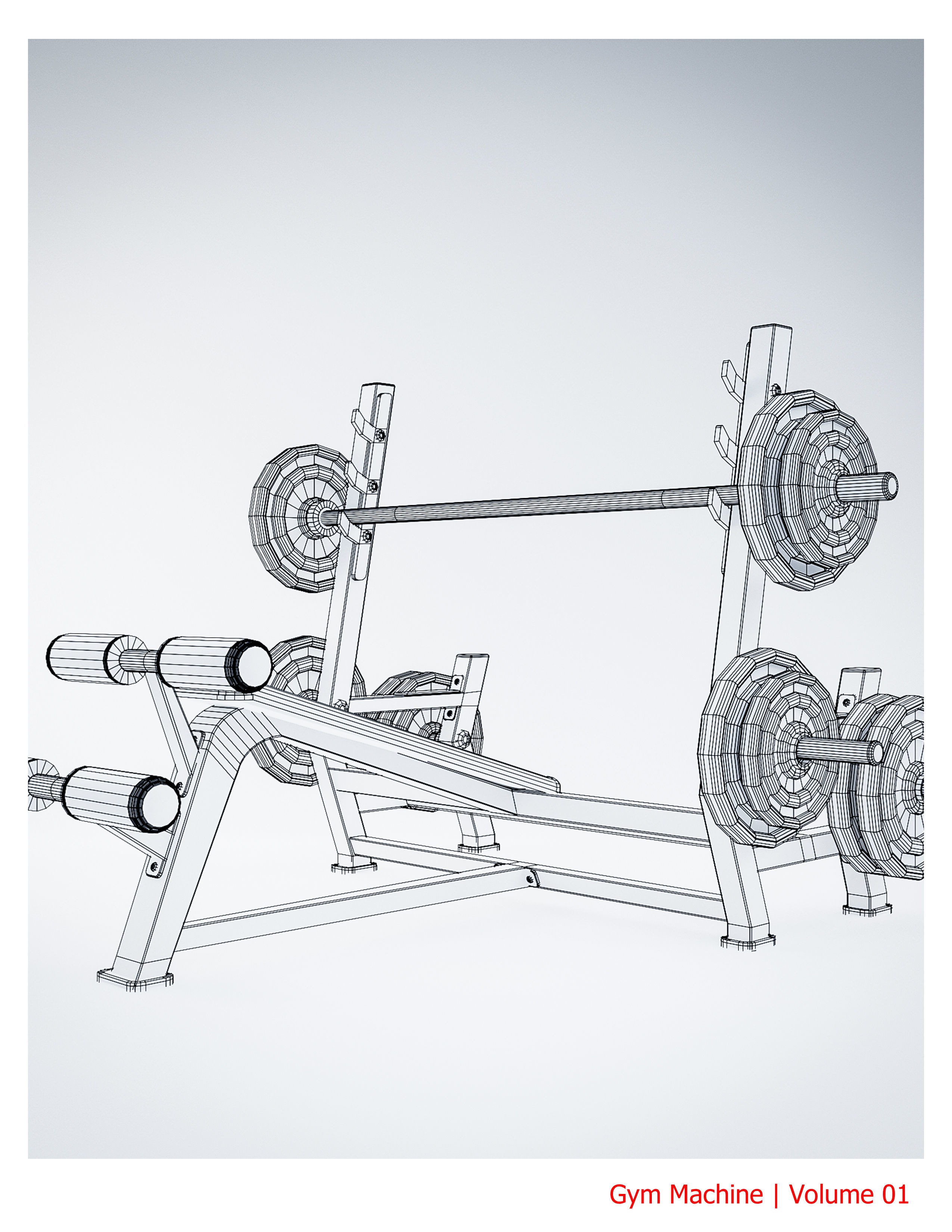 10 Gym Equipmen Blender - Fbx -Obj Low-poly 3D model_12