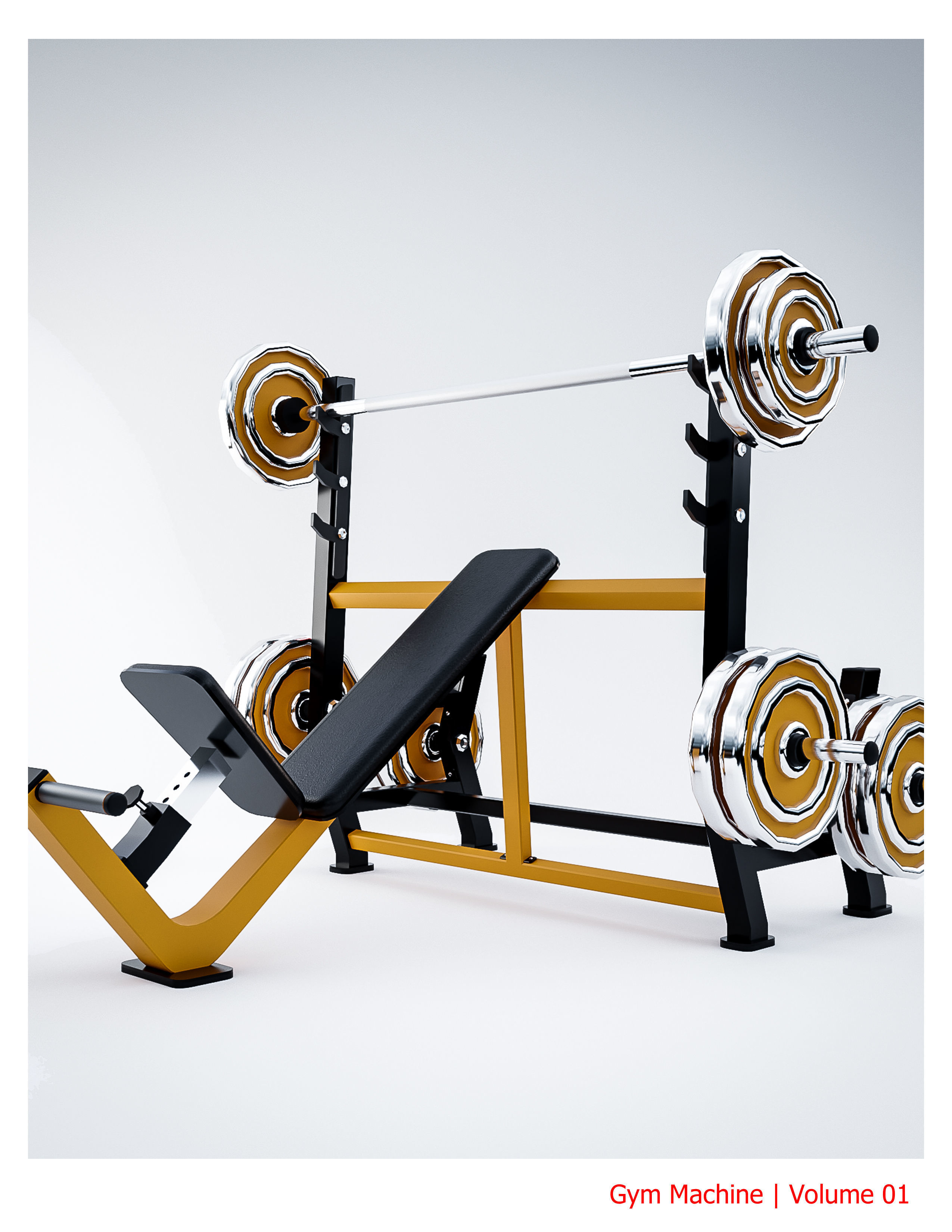 10 Gym Equipmen Blender - Fbx -Obj Low-poly 3D model_13