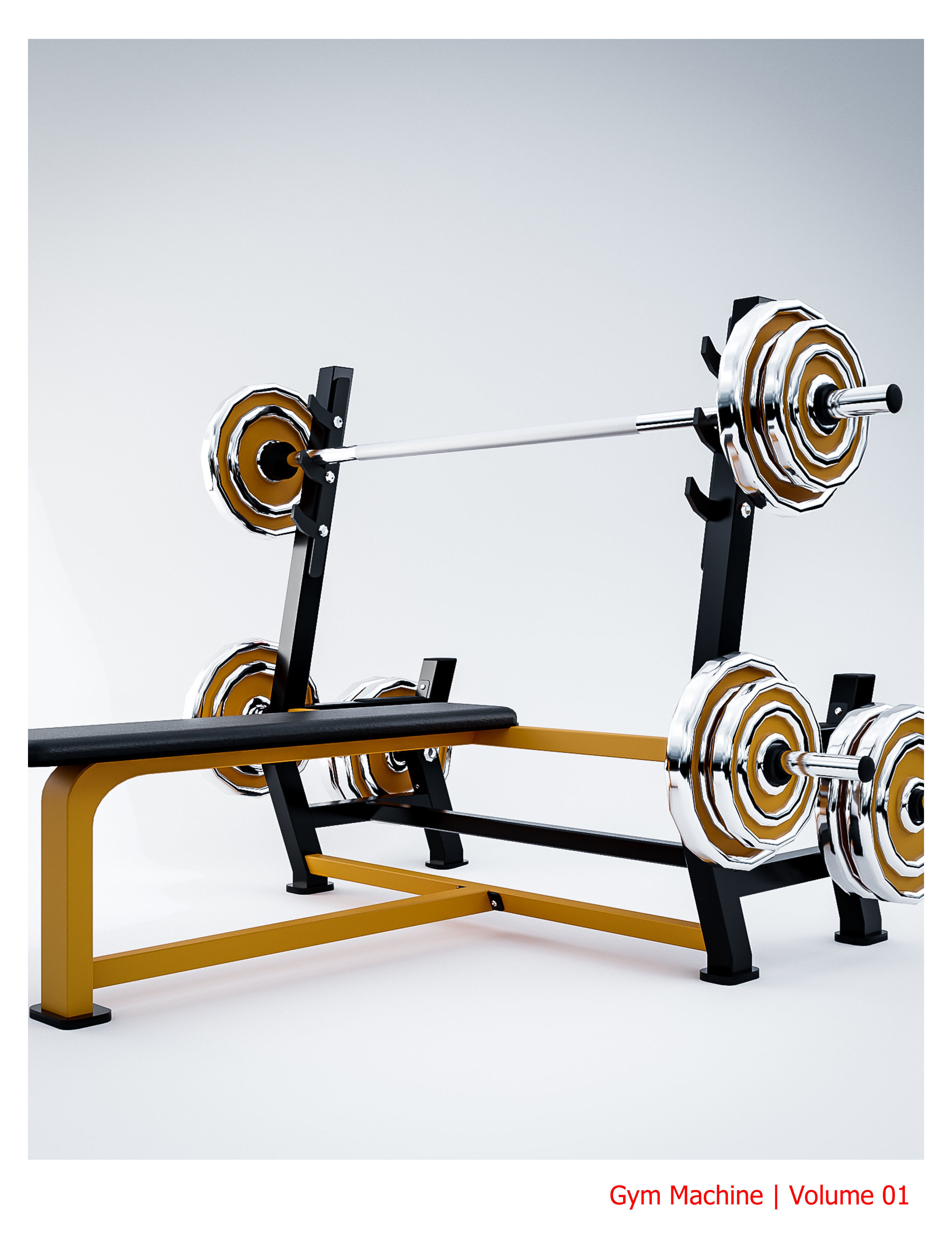 10 Gym Equipmen Blender - Fbx -Obj Low-poly 3D model_9