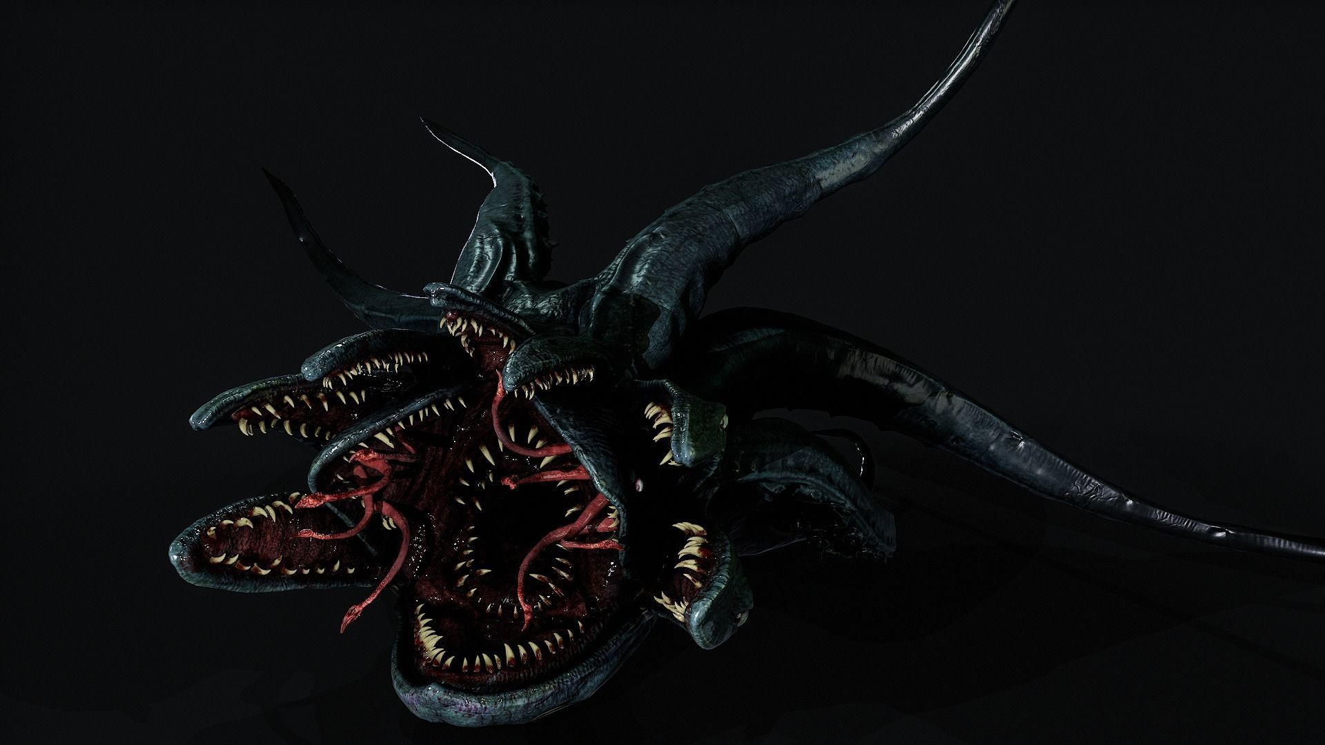 Horror creature Low-poly 3D model_9