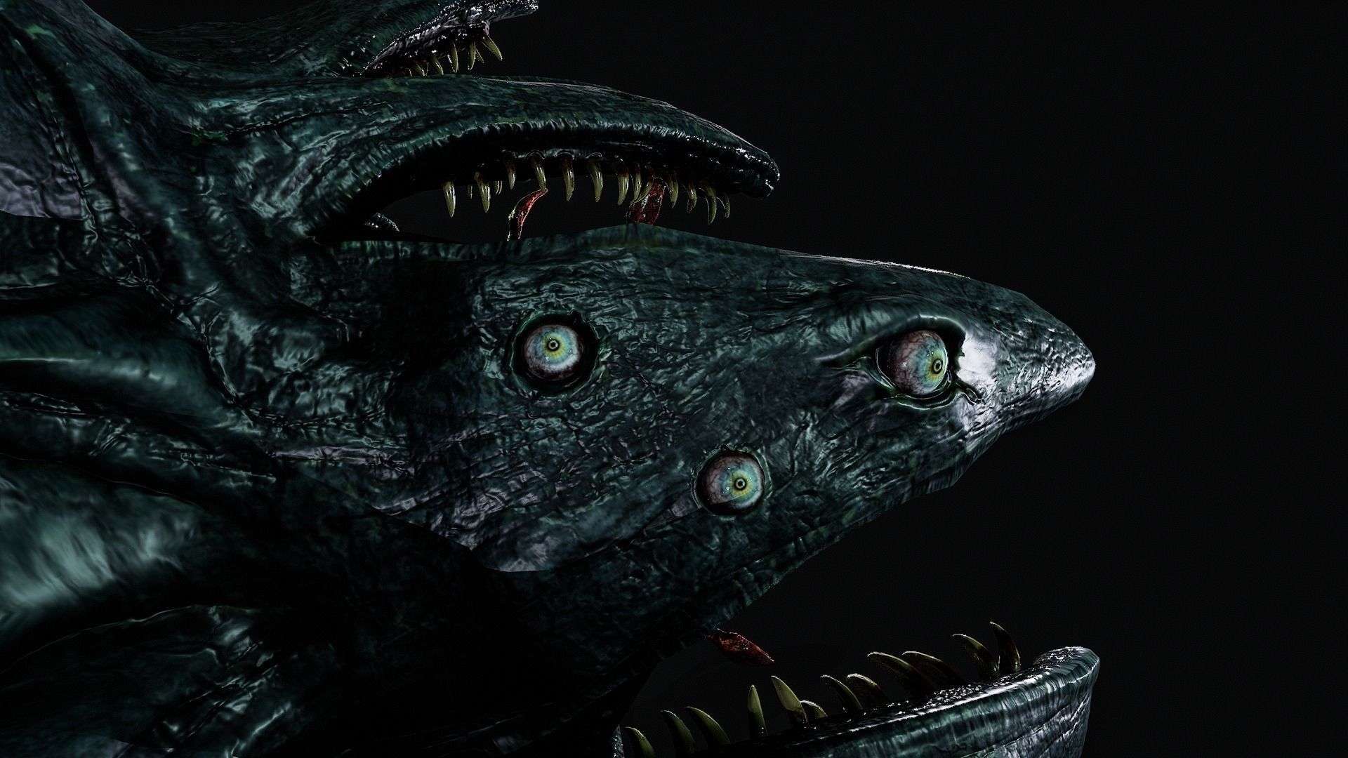 Horror creature Low-poly 3D model_5