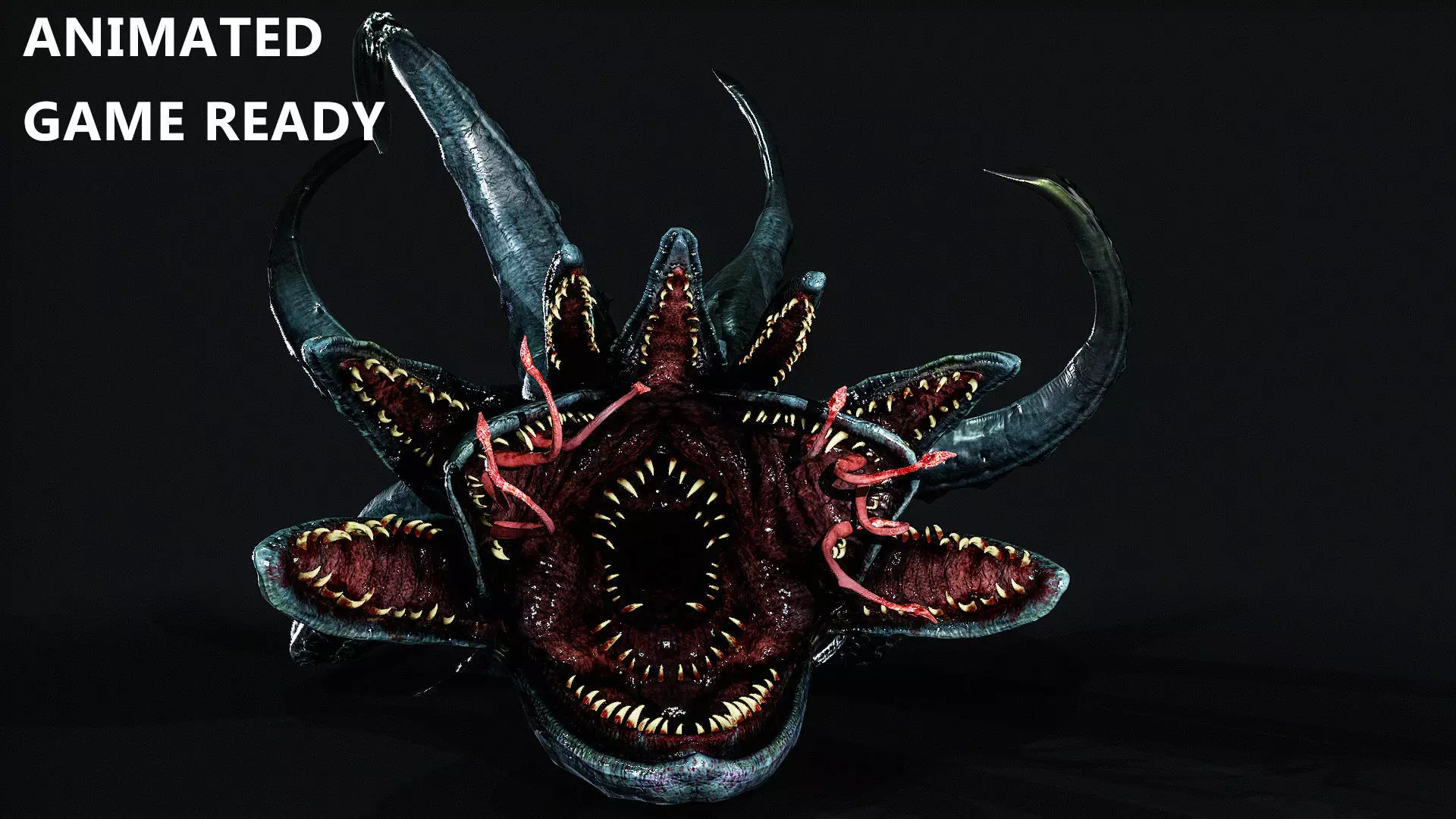 Horror creature Low-poly 3D model_0