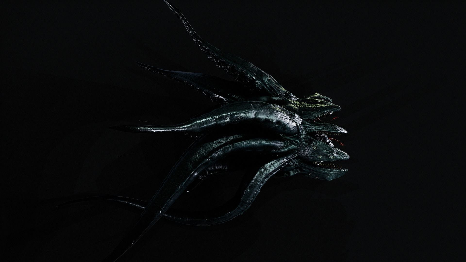 Horror creature Low-poly 3D model_3