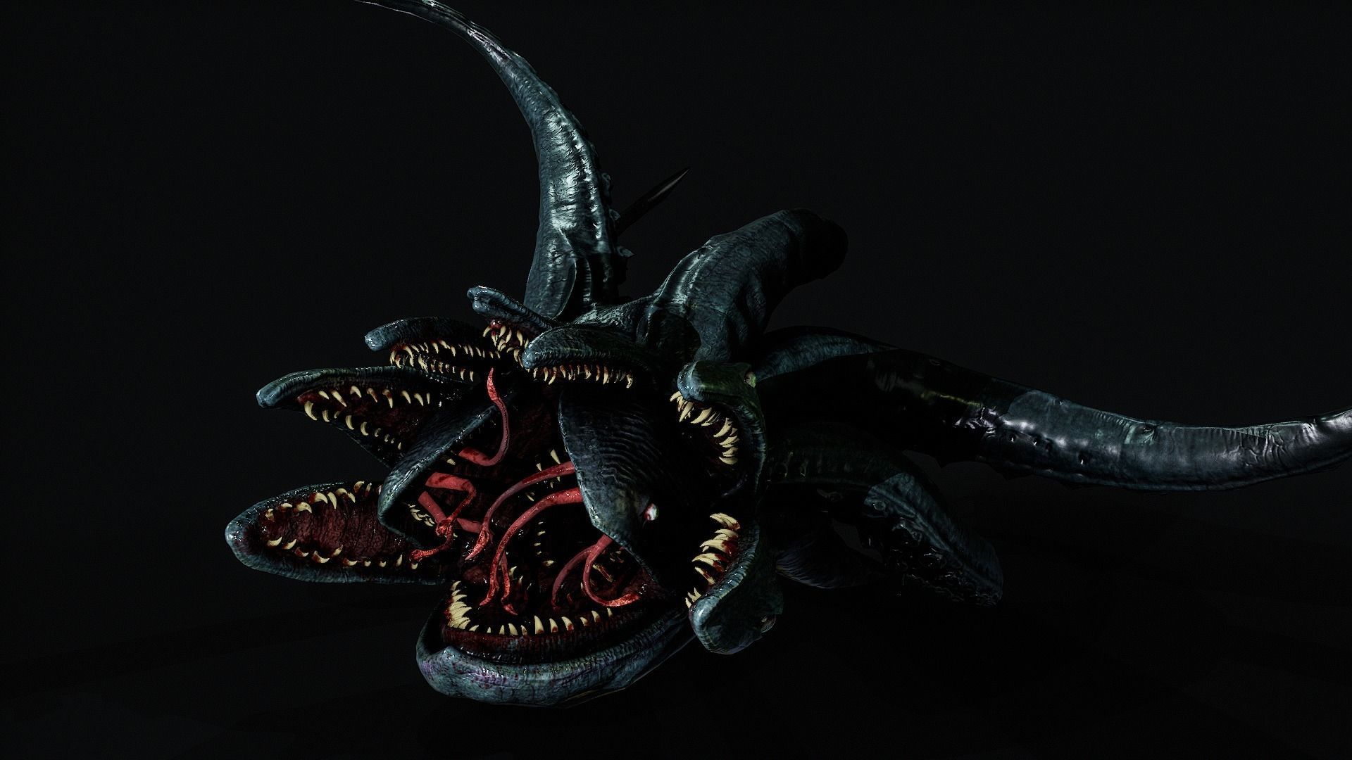 Horror creature Low-poly 3D model_1