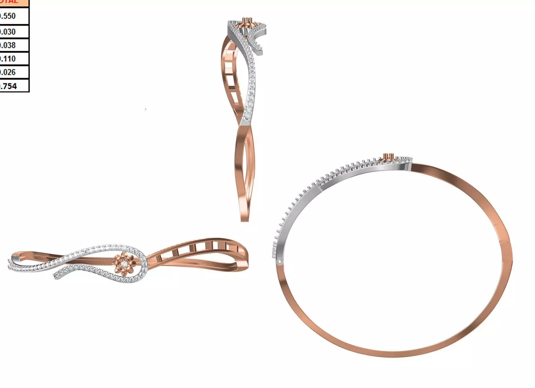 Women Bangle Bracelet STL JCD Details 3D print model_0