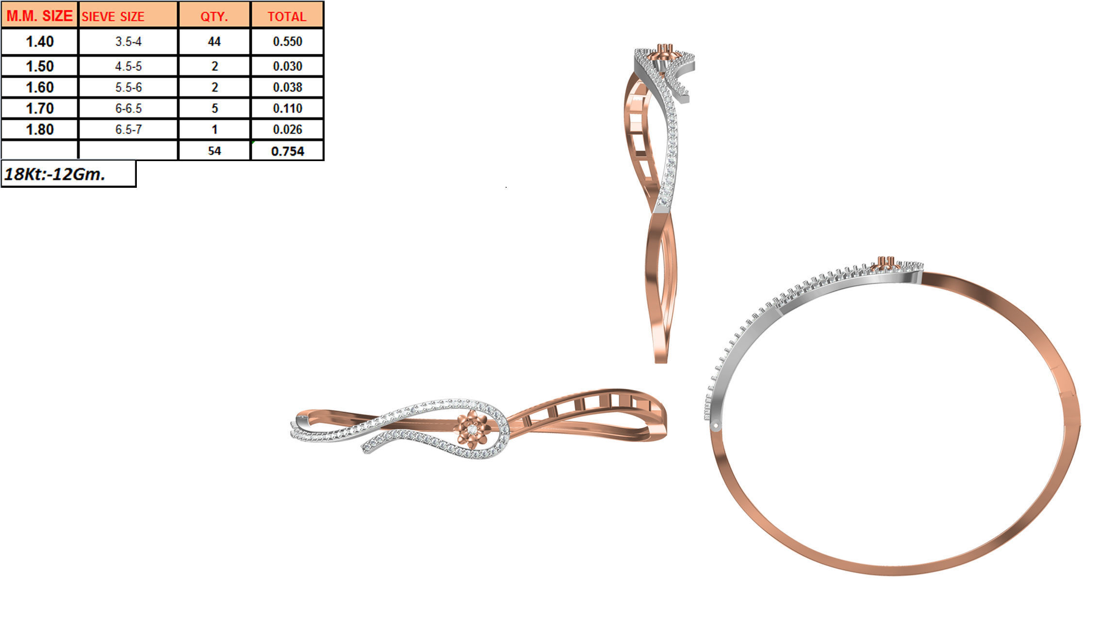 Women Bangle Bracelet STL JCD Details 3D print model_1