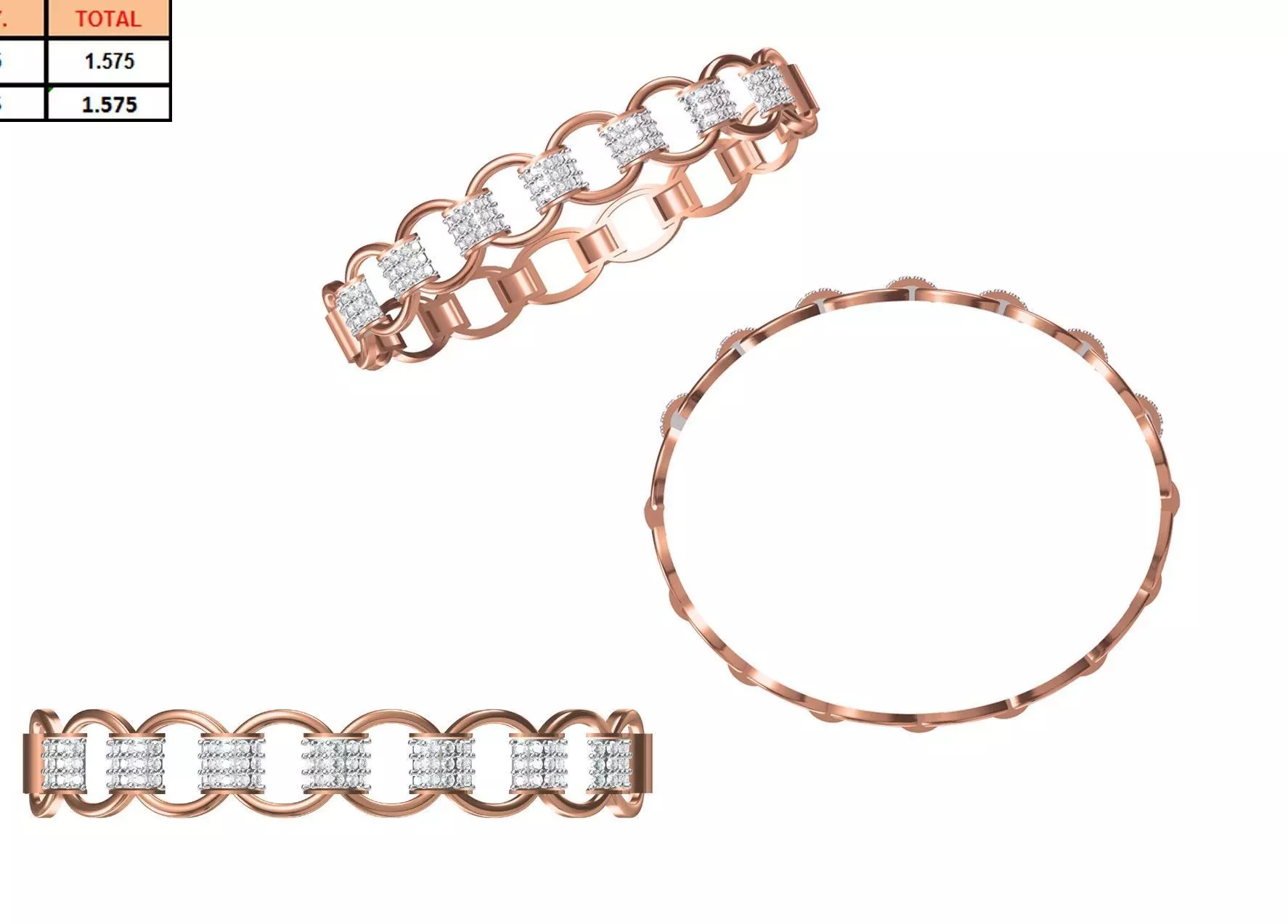 Women Bangle Bracelet STL JCD Details 3D print model_0