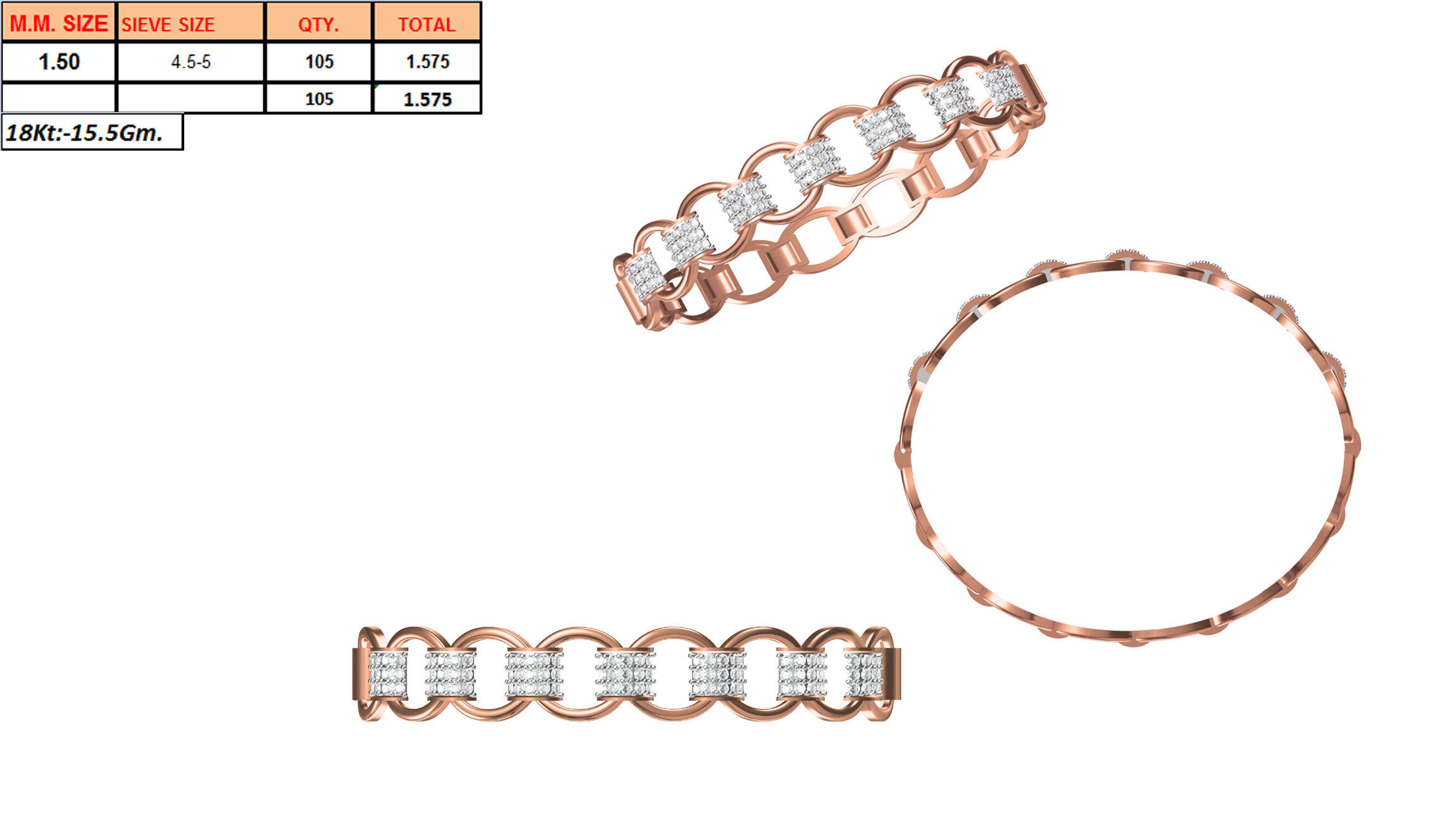 Women Bangle Bracelet STL JCD Details 3D print model_1