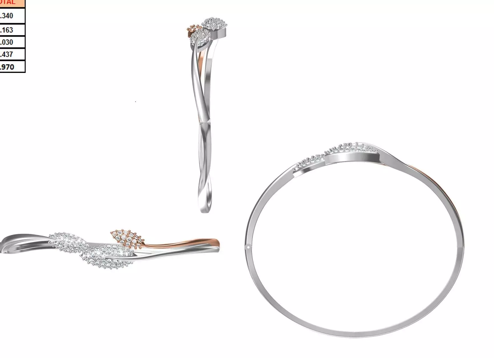 Women Bangle Bracelet STL JCD Details 3D print model_0