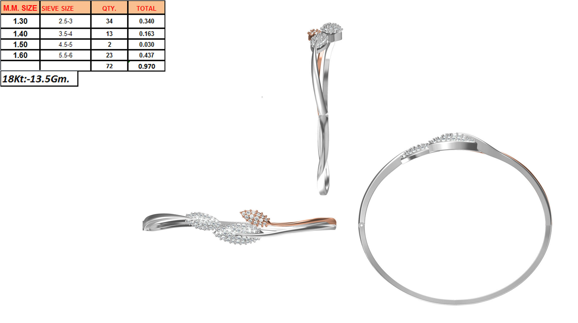 Women Bangle Bracelet STL JCD Details 3D print model_1